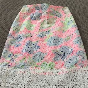 Lush lace print Lilly Pulitzer style skirt NWT
